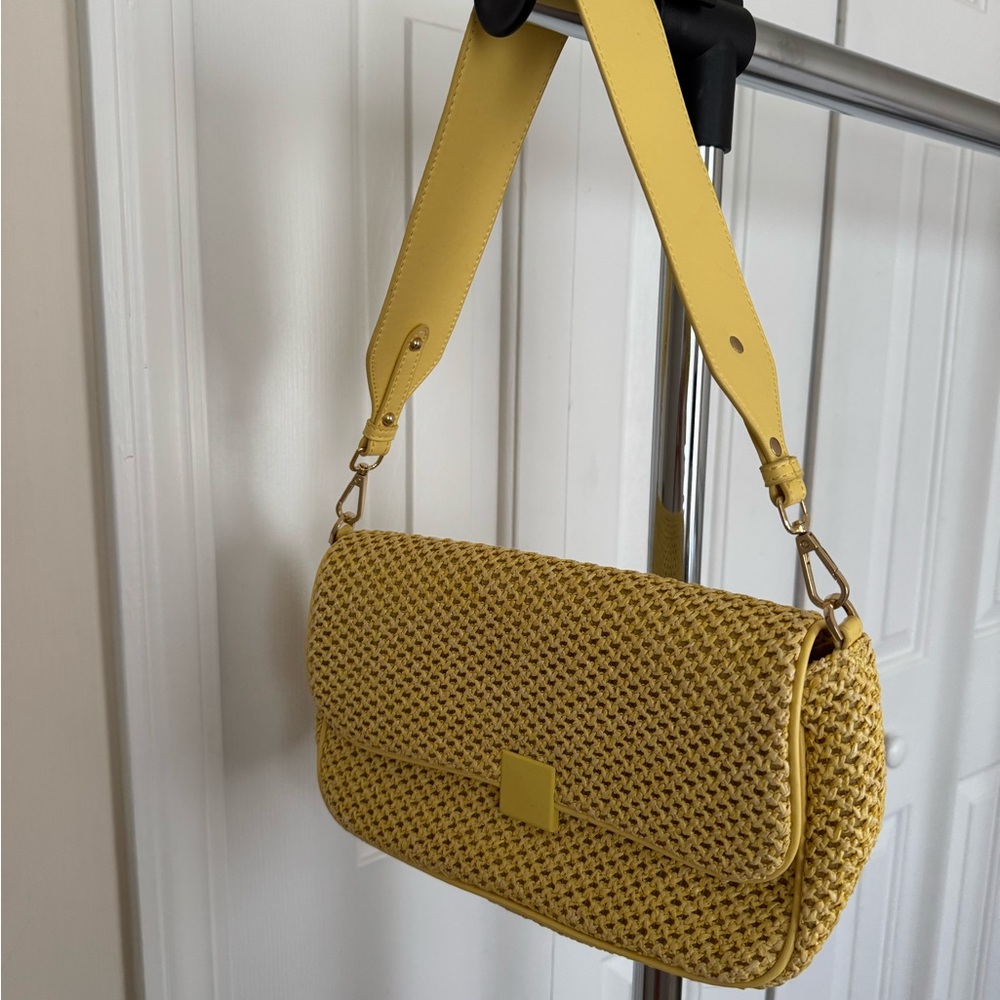 Topshop Yellow Woven Shoulder Bag